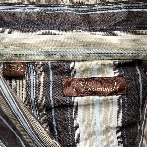 Western Style Pearl Button Up Long Sleeved Striped Shirt by 7 Diamonds - Picture 4 of 9